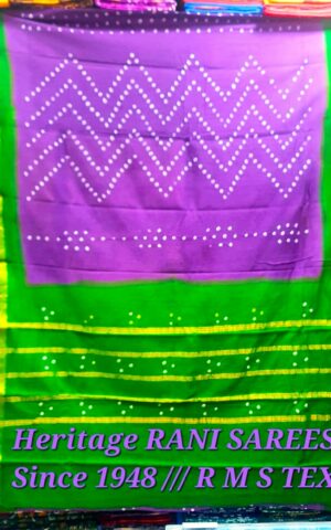 violet with green handknotted saree