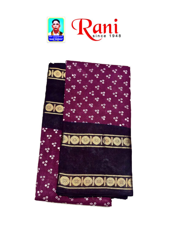 This is handloom sarees. this sarees manufactured by rani rms group. this handloom sarees color is violet and rich pallu design