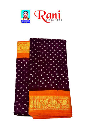 this picture shows handloom sarees. this sarees contains brown color and orange color border. this border contains peacock design