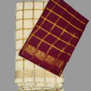 Rani Sungadi Sarees D/S Jari Checks Pavithra Gold Self S/B R160/01