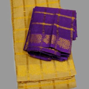 Rani Sungadi Sarees D/S Jari Checks Pavithra Gold Self S/B R160/08