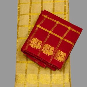 Rani Sungadi Sarees D/S Jari Checks Pavithra Gold Self S/B R160/09